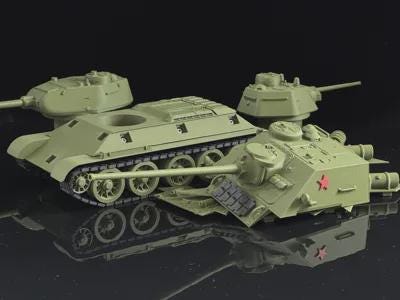 1:35 Scale T‑34 Tank Magnetic Modular Platform