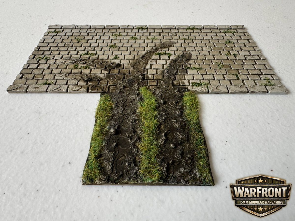 WarFront Cobbled Roads Dirt Connector T-Intersection