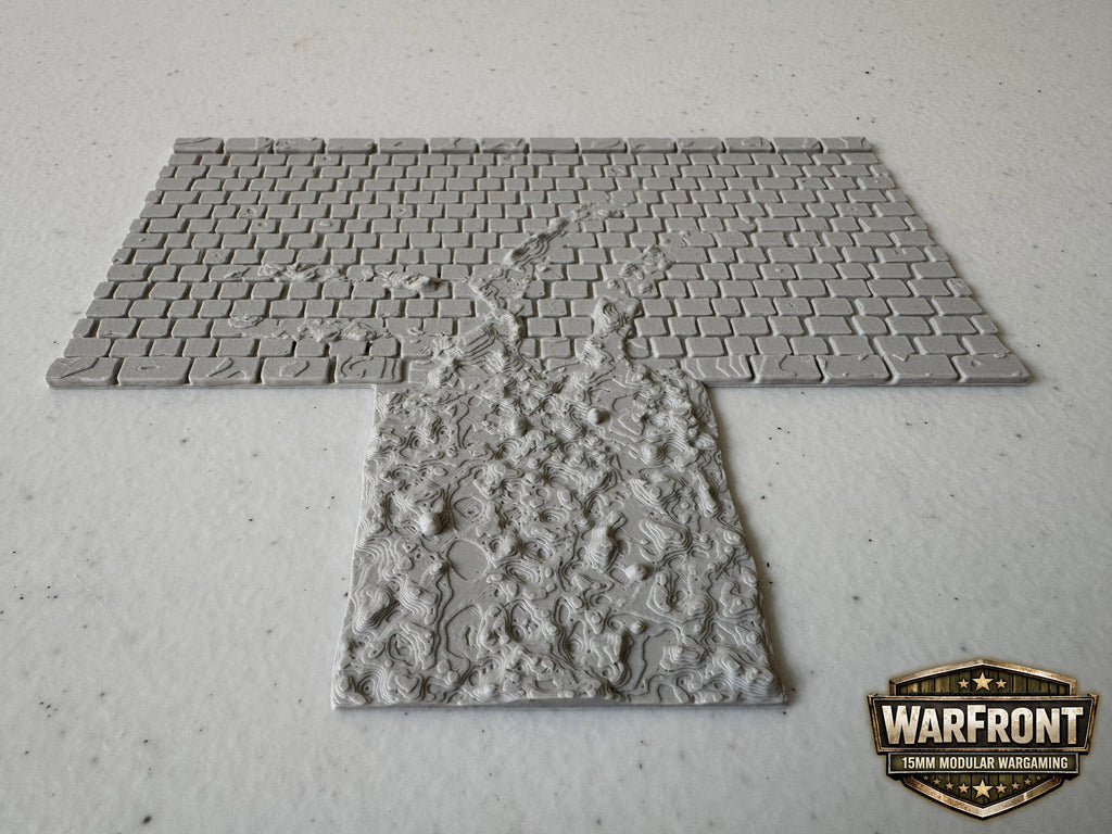 WarFront Cobbled Roads Dirt Connector T-Intersection